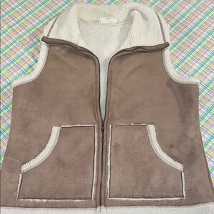 Ann Taylor Loft Brown Sherpa-Lined Vest